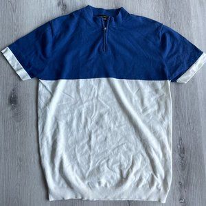 Zara Color Block Quarter Zip Knit Polo Shirt